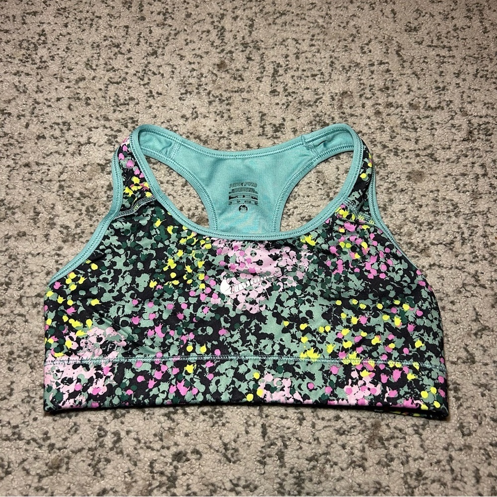 Nike Pro Green & Multi-Colored Speckled Sports Bra Size XS